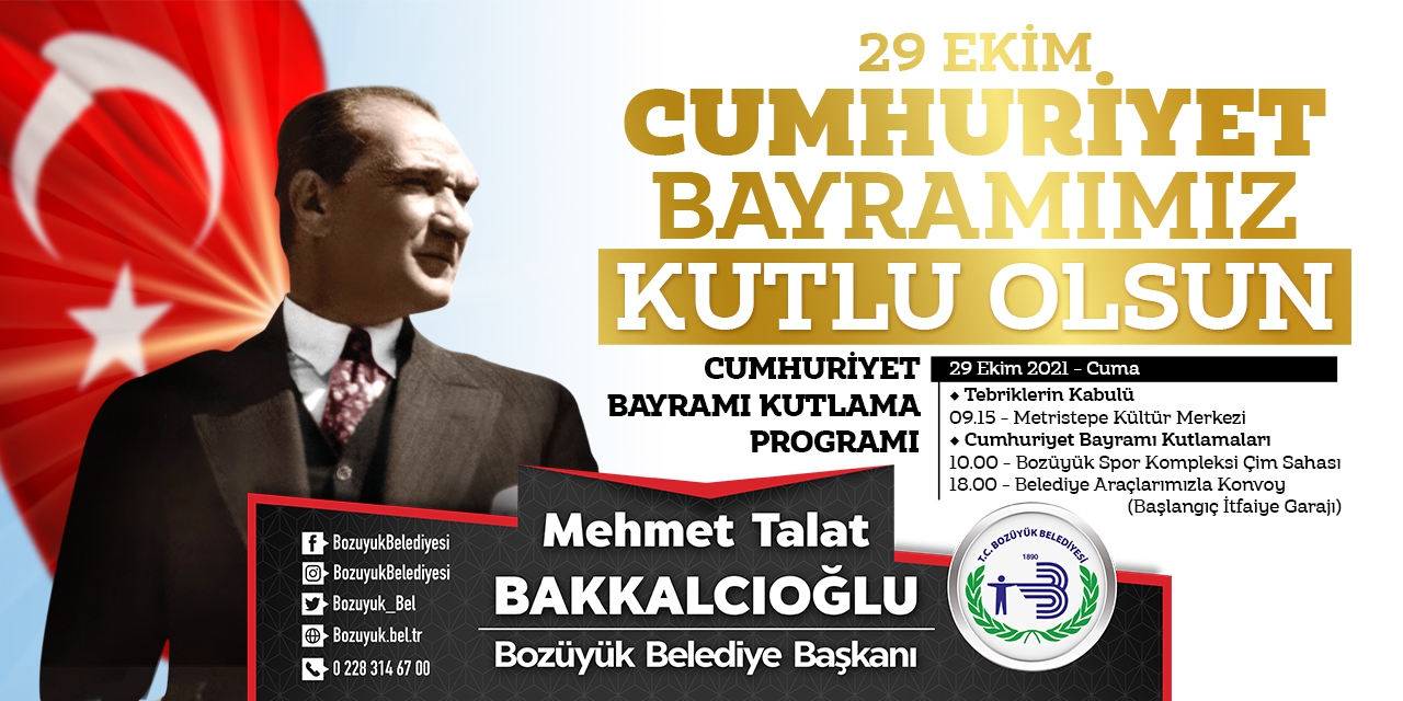 Bozüyük Belediye Başkanı M. Talat Bakkalcıoğlu - 29 Ekim Kutlama İlanı