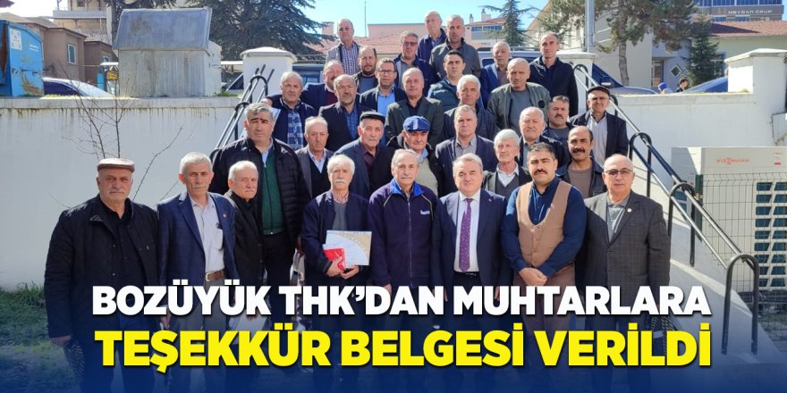 Bozüyük THK'dan Muhtarlara Teşekkür Belgesi Verildi